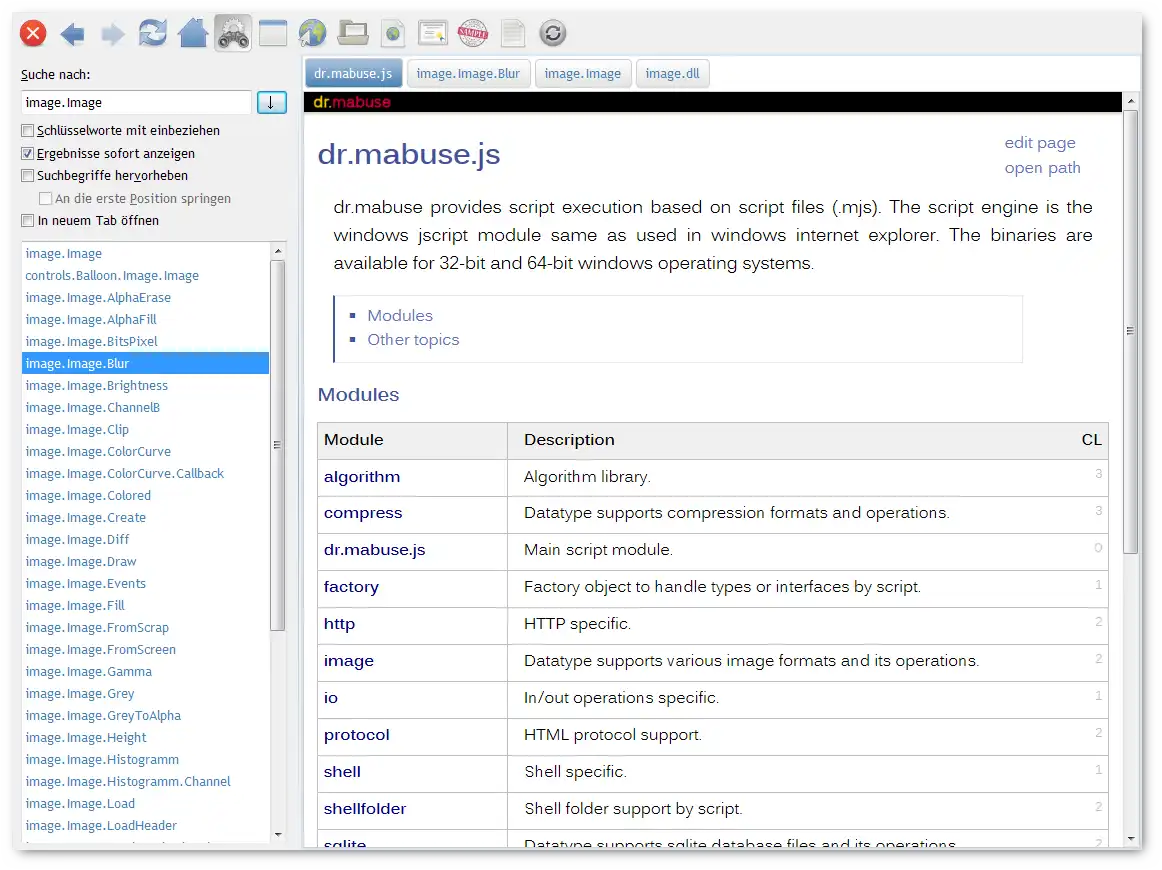 Web ツールまたは Web アプリ dr.mabuse.js をダウンロードします。