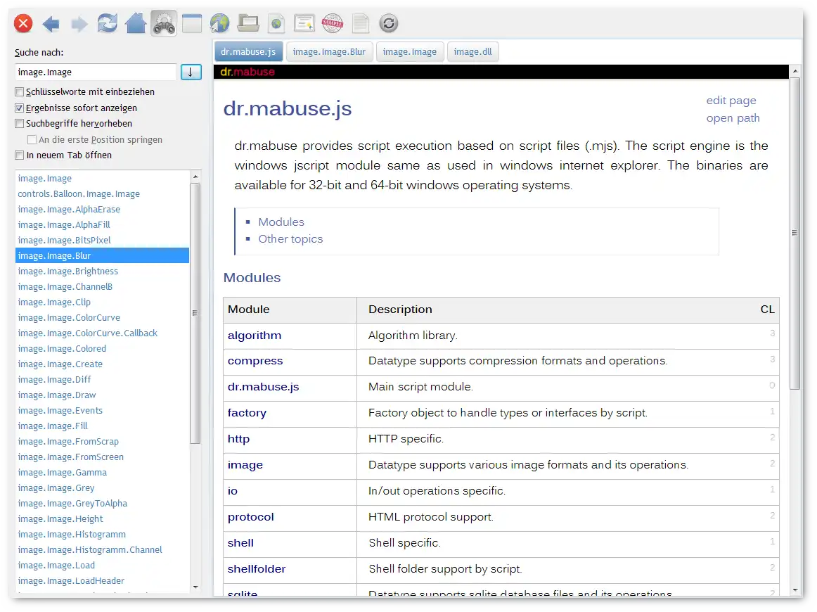 Télécharger l'outil Web ou l'application Web dr.mabuse.js