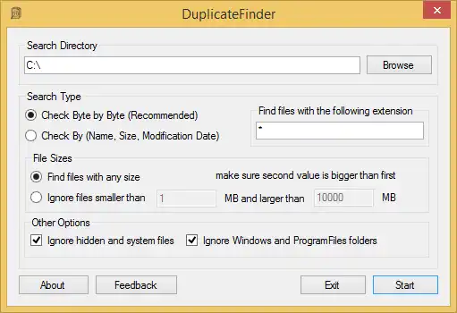 Download web tool or web app DuplicateFinder