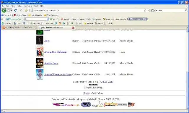 Download web tool or web app DVD Database