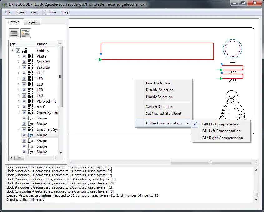 Download web tool or web app dxf2gcode to run in Linux online