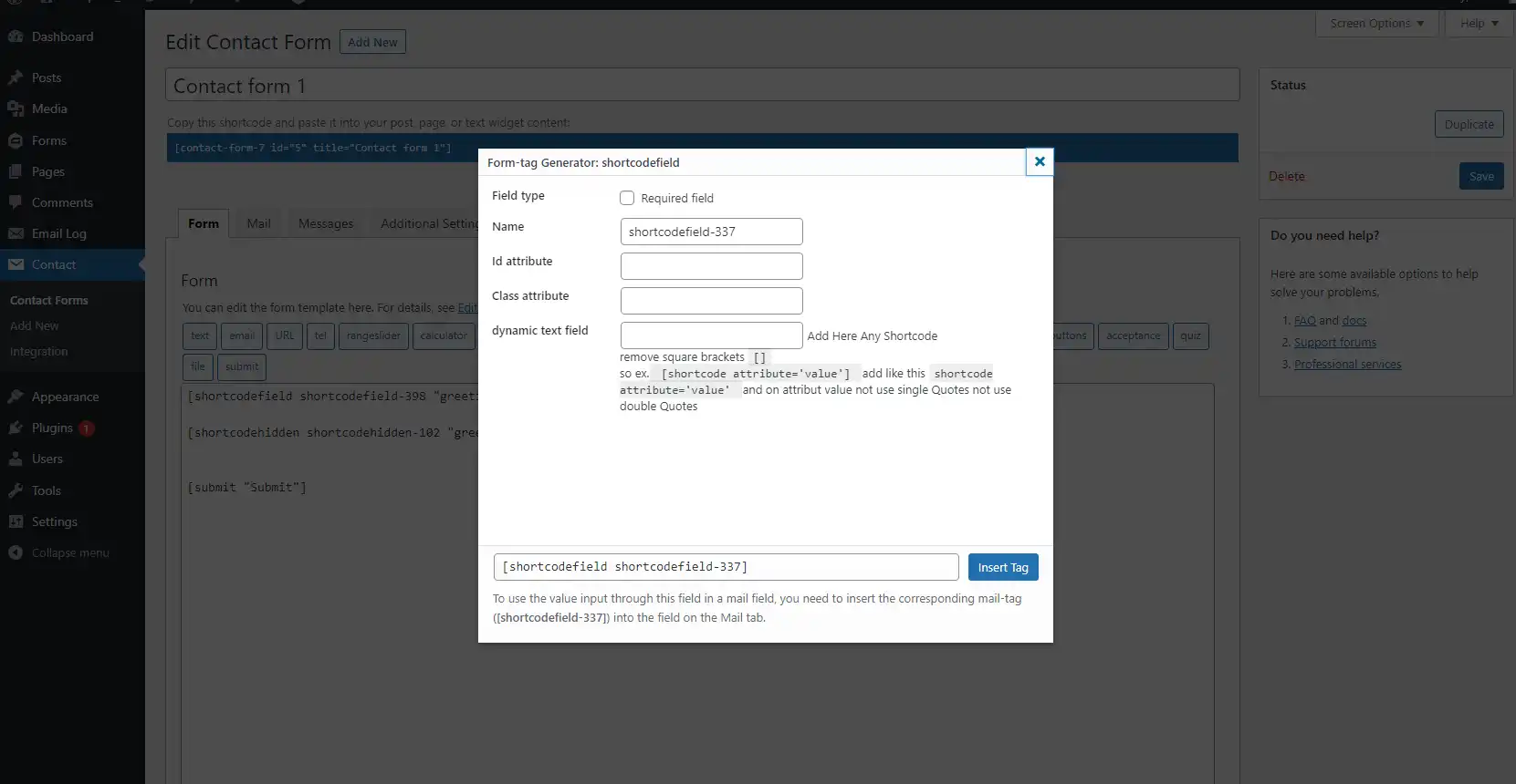 Download web tool or web app Dynamic text field for contact form 7