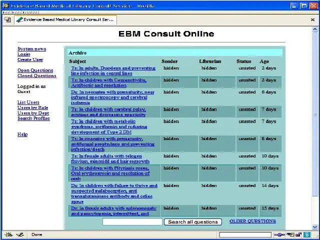 Download web tool or web app EBM Library Consult Service (LCS) to run in Windows online over Linux online