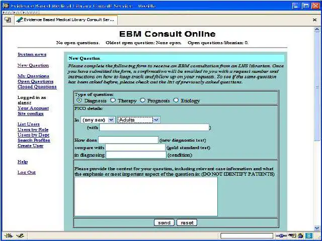 Download web tool or web app EBM Library Consult Service (LCS) to run in Windows online over Linux online