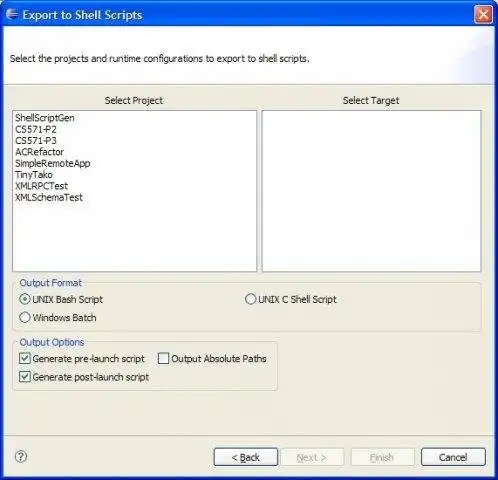 Download web tool or web app Eclipse Shell Script Export Plugin