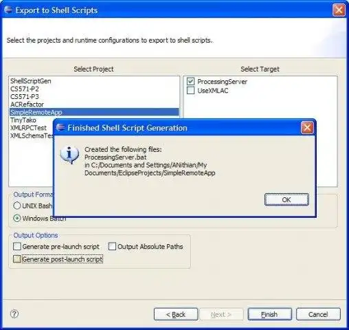 Download web tool or web app Eclipse Shell Script Export Plugin