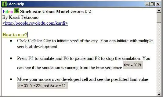 Download web tool or web app Eden - Stochastic Urban Cellular Model to run in Windows online over Linux online