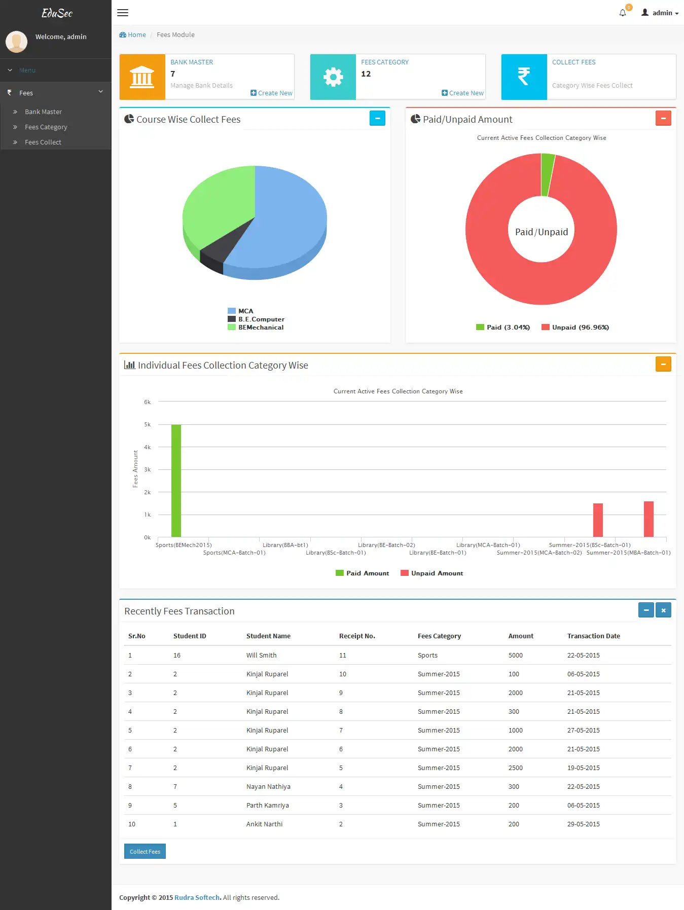 Загрузите веб-инструмент или веб-приложение EduSec College Management System