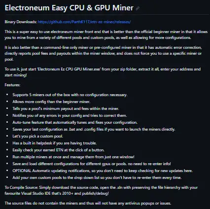 Téléchargez un outil Web ou une application Web Electroneum Easy CPU GPU Miner