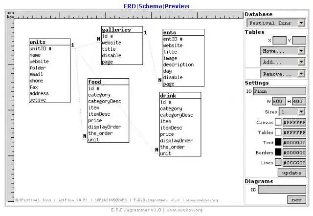 Download web tool or web app Entity Relationship Diagram Generator