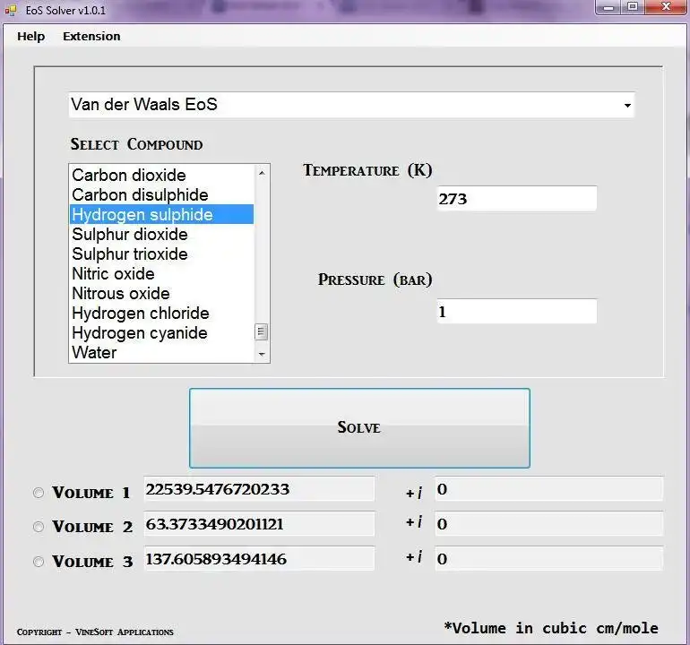 Download web tool or web app EoS Solver v1.0