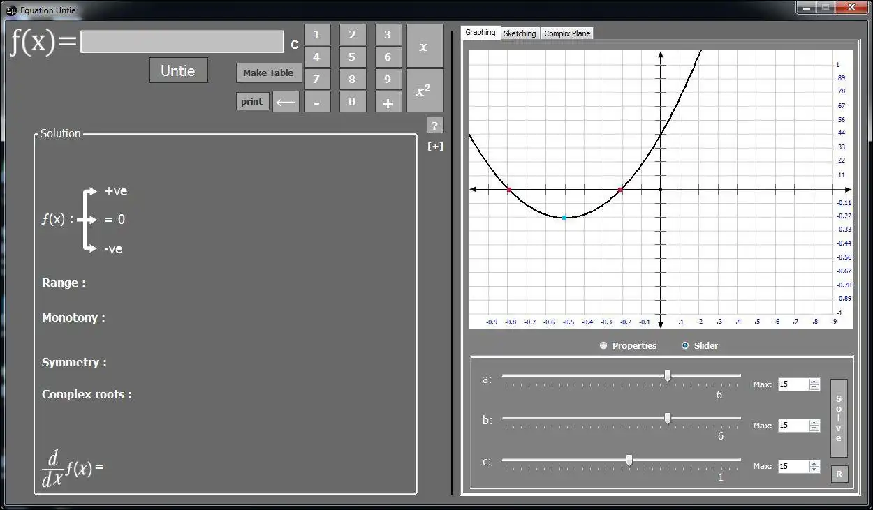 Téléchargez l'outil Web ou l'application Web Equation Untie (Equation Solver) pour l'exécuter sous Windows en ligne sur Linux en ligne