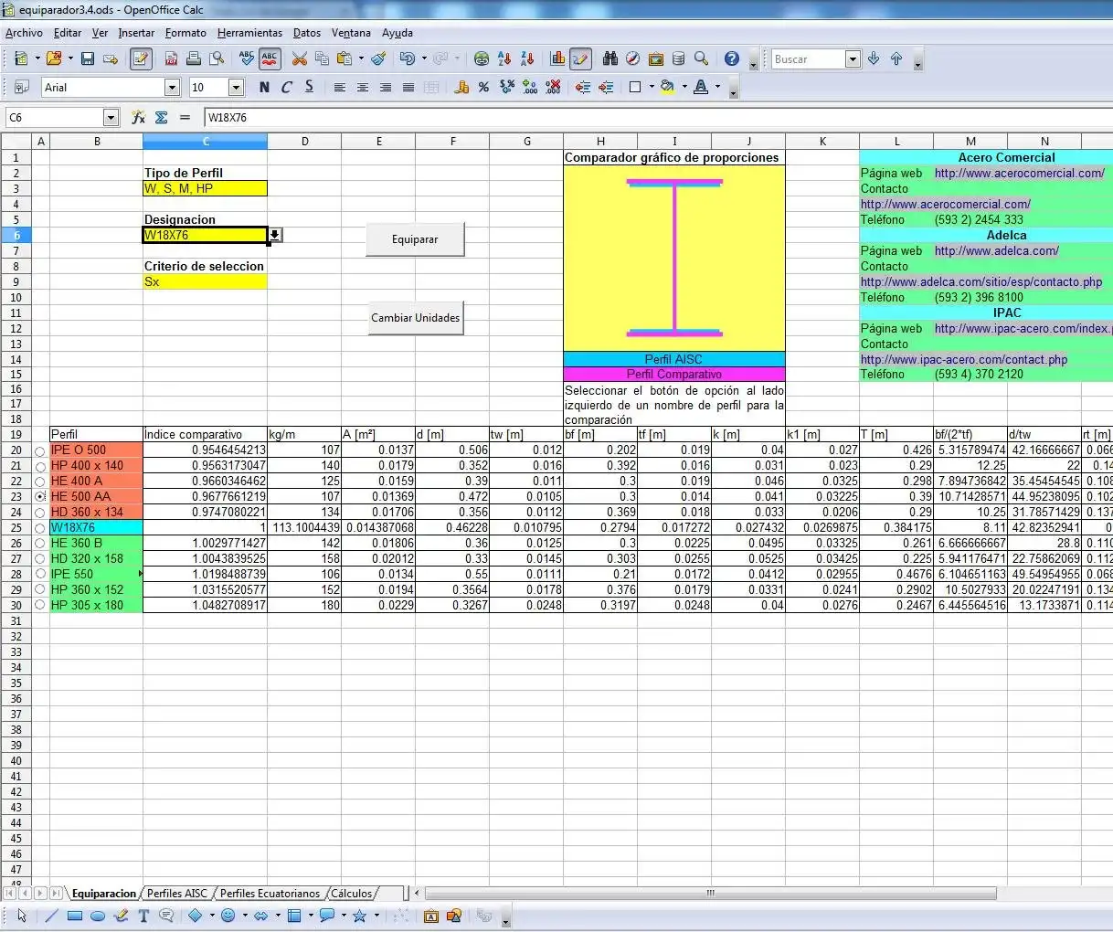 Download web tool or web app EquiparadorAISC