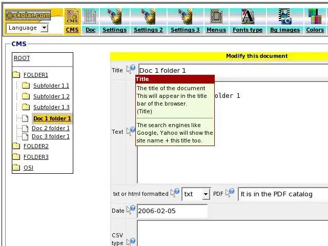 Download web tool or web app Eskolar CMS