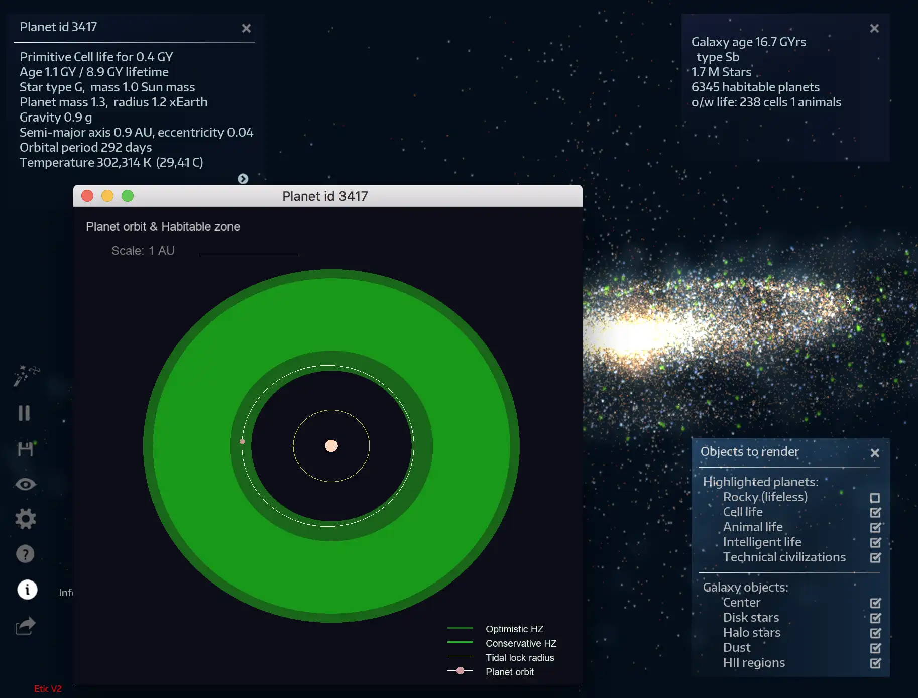 Download web tool or web app EtiC Galaxy simulation to run in Windows online over Linux online