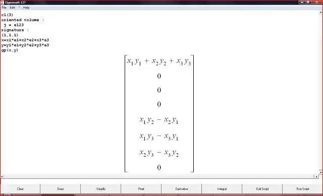 Download web tool or web app EVAlgebra -  Clifford algebra calculator to run in Windows online over Linux online