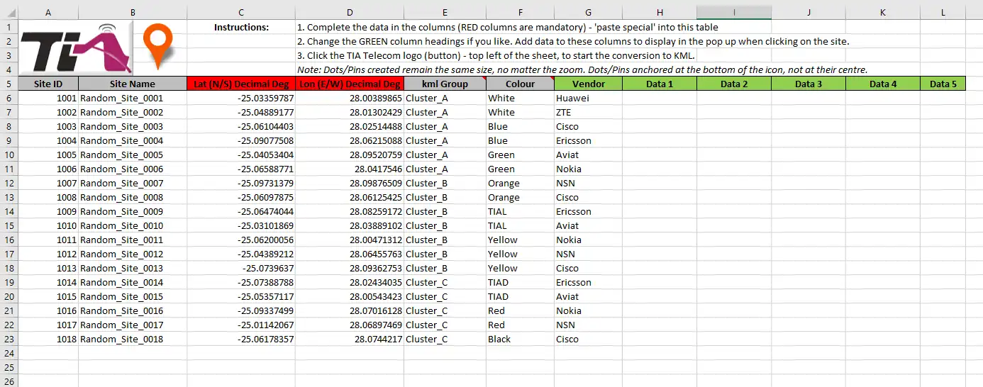 Download web tool or web app Excel Google Earth KML Creator