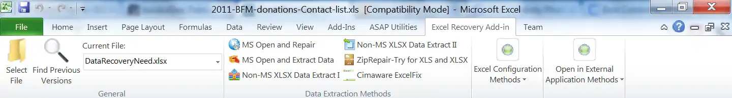 Download web tool or web app Excel Recovery Add-In