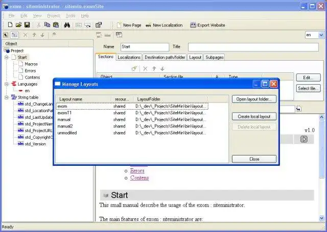 Download web tool or web app exom : siteministrator