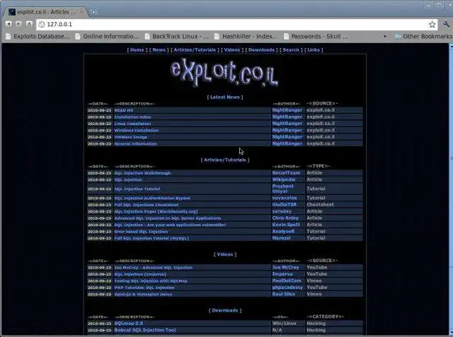 Download web tool or web app exploit.co.il Vulnerable Web App