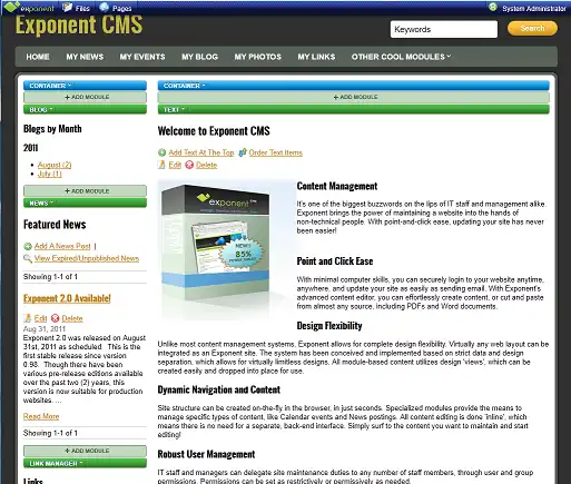 Download web tool or web app Exponent CMS