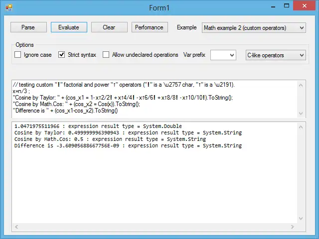 Download web tool or web app Expressions parser and evaluator to run in Windows online over Linux online