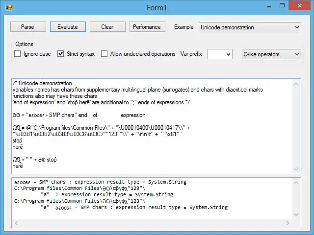 Download web tool or web app Expressions parser and evaluator to run in Windows online over Linux online