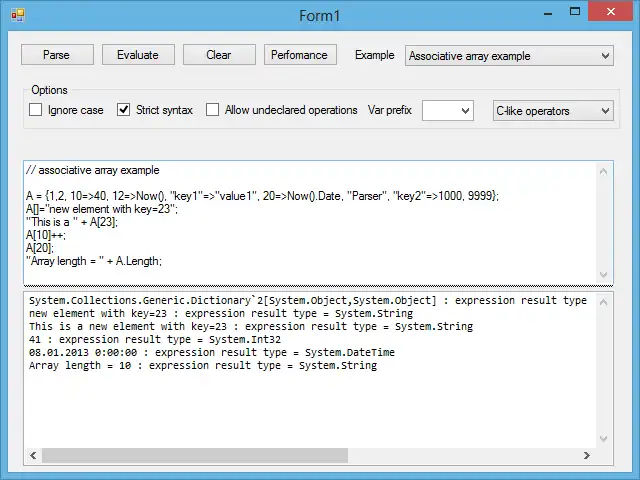 Scarica lo strumento Web o l'app Web Parser e valutatore di espressioni da eseguire in Windows online su Linux online