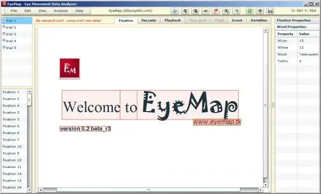 Download web tool or web app EyeMap - Eye Movement Data Analyzer to run in Windows online over Linux online