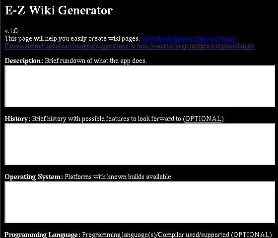 Download web tool or web app E-Z Wiki Generator