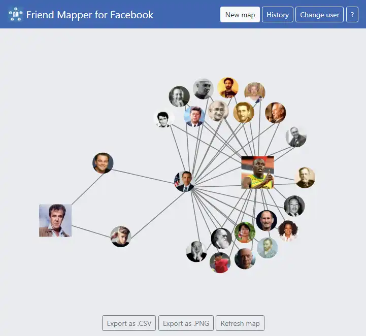 Descargue la herramienta web o la aplicación web Facebook Friend Mapper