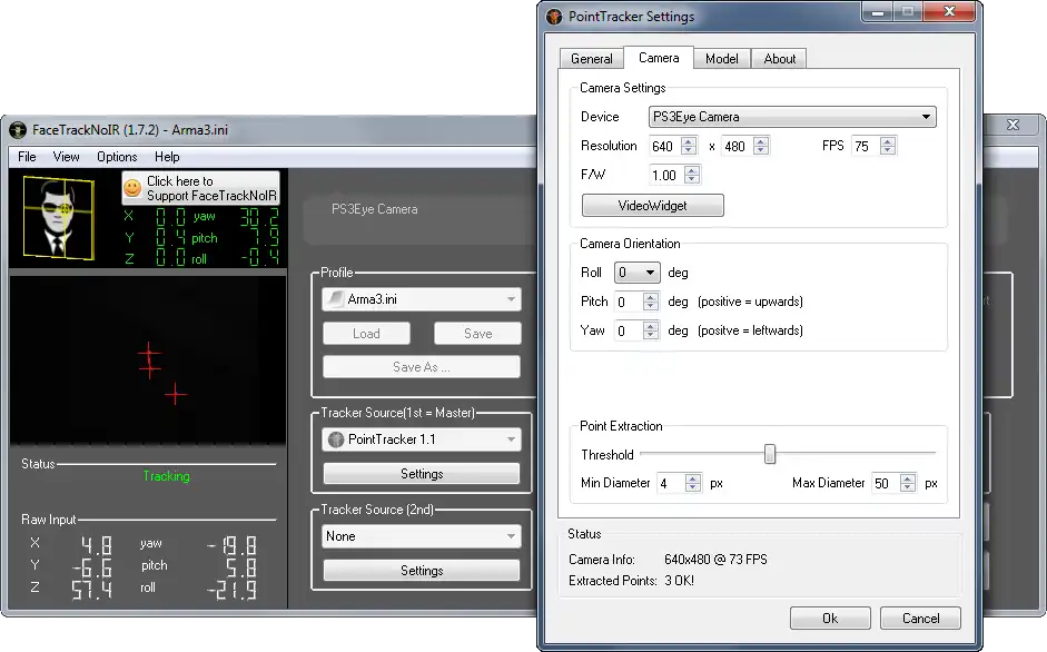 Descargue la herramienta web o la aplicación web FaceTrackNoIR PointTracker Plugin