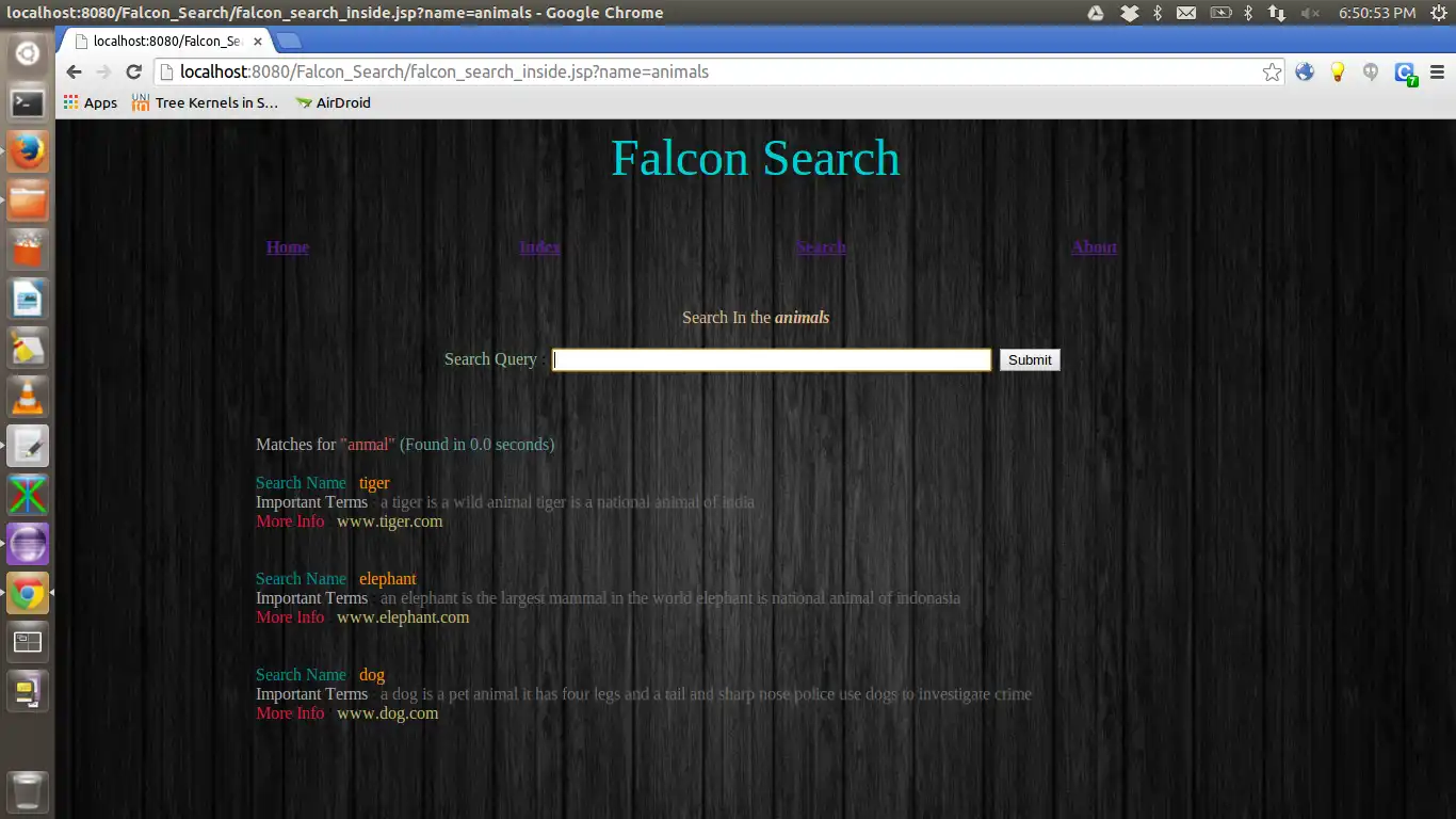 Download web tool or web app FALCON - Text Search Java Project to run in Linux online