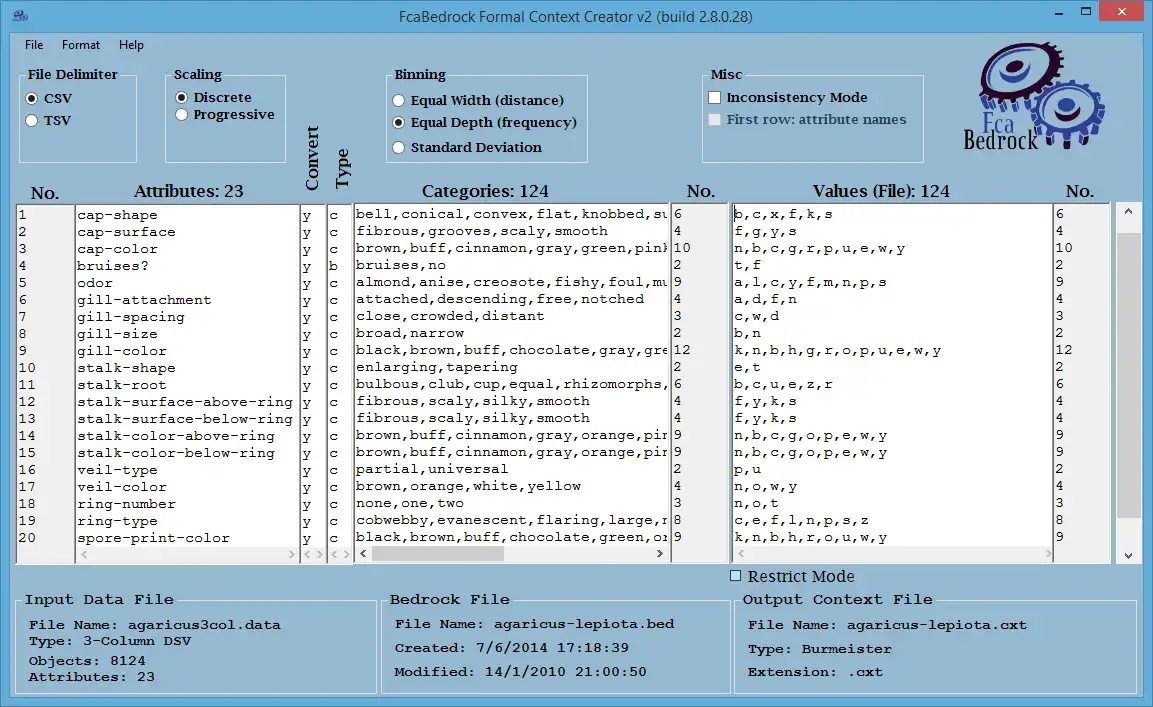 Download web tool or web app FcaBedrock Formal Context Creator