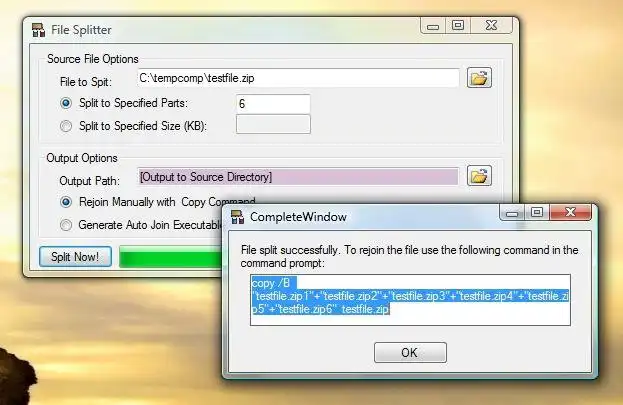 Download web tool or web app FileSplitter - Joined with COPY