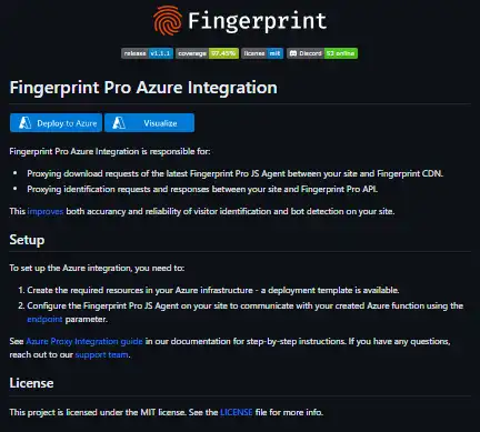 Загрузите веб-инструмент или веб-приложение Fingerprint Pro Интеграция с Azure