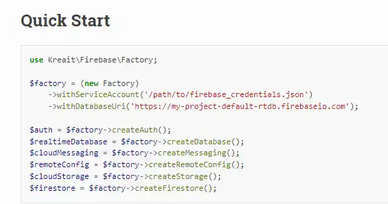 Descărcați instrumentul web sau aplicația web Firebase Admin PHP SDK