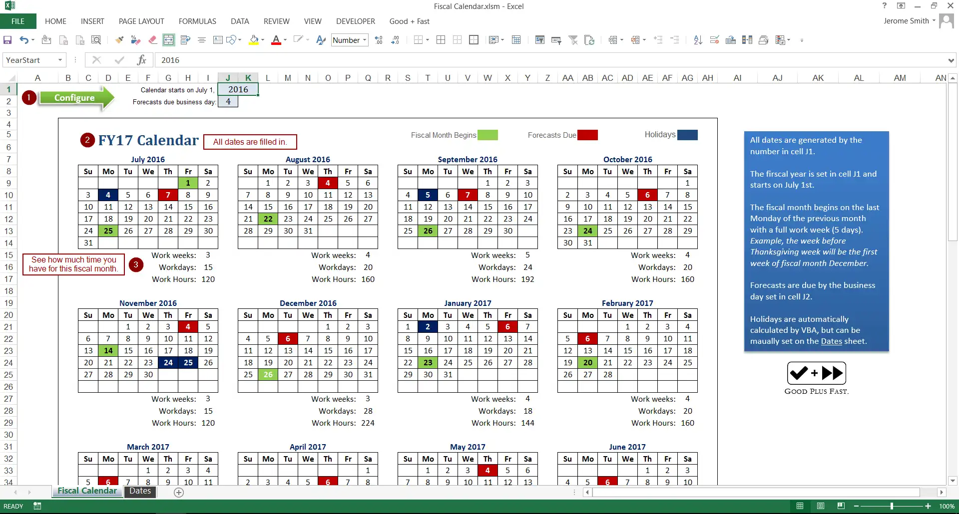 Download web tool or web app Fiscal Calendar in Excel