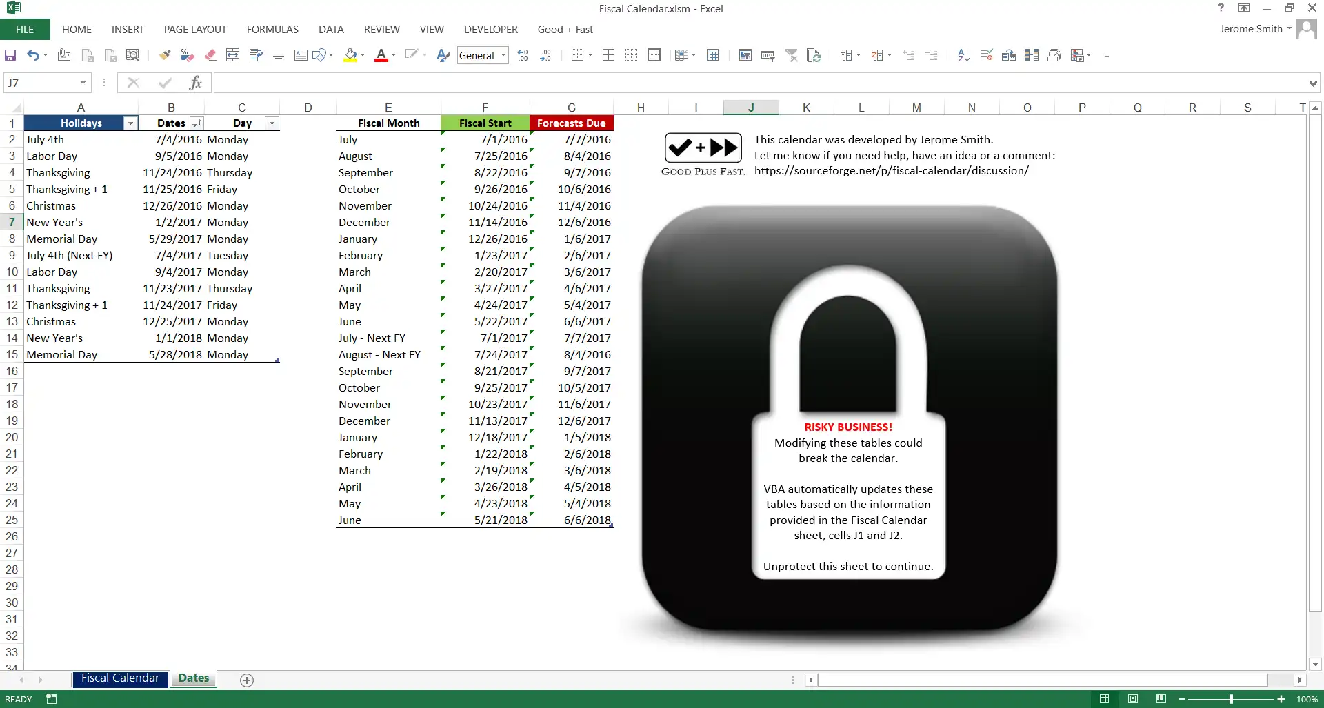 Fiscal Calendar in Excel download for Windows