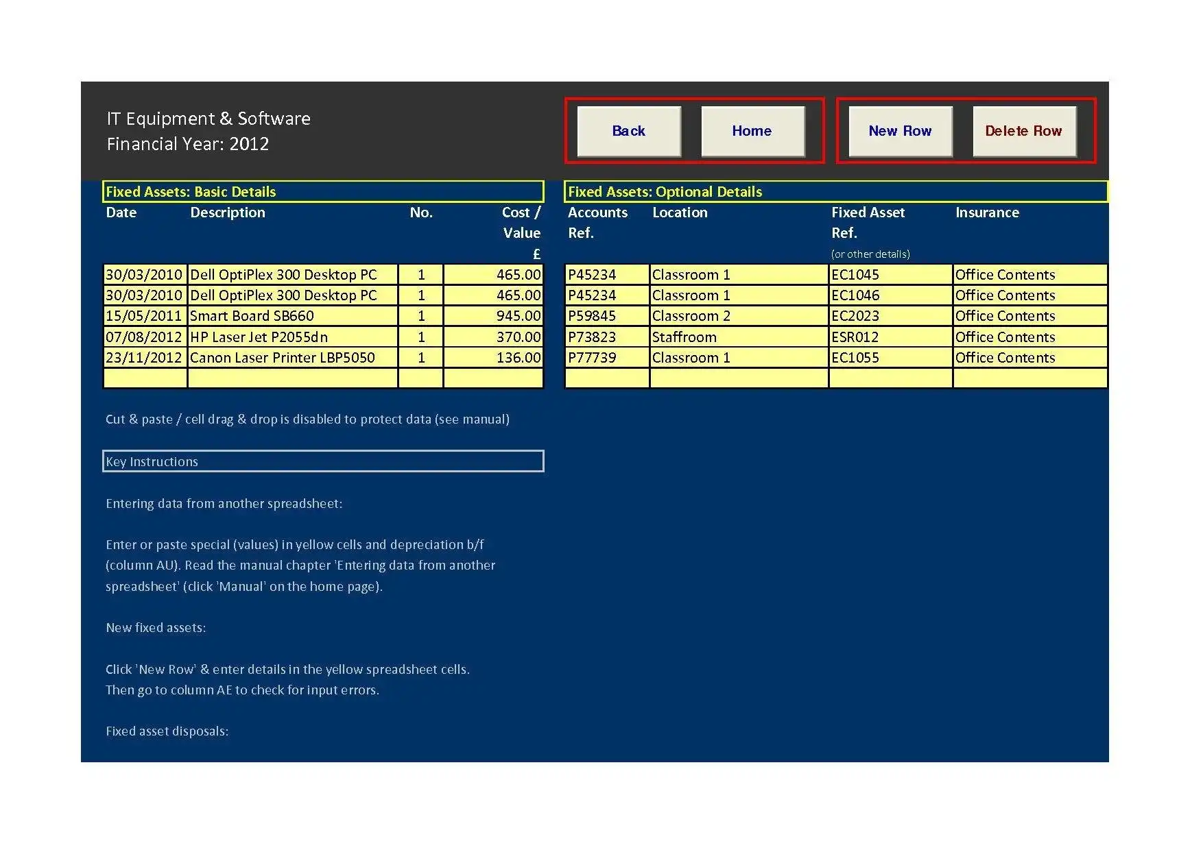 Download web tool or web app Fixed Assets Pro (Excel)