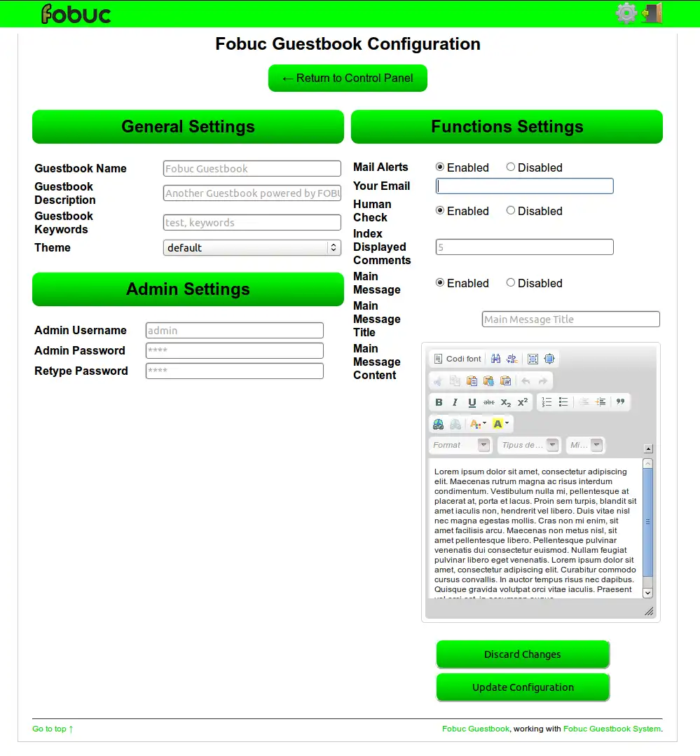 Download web tool or web app Fobuc Guestbook