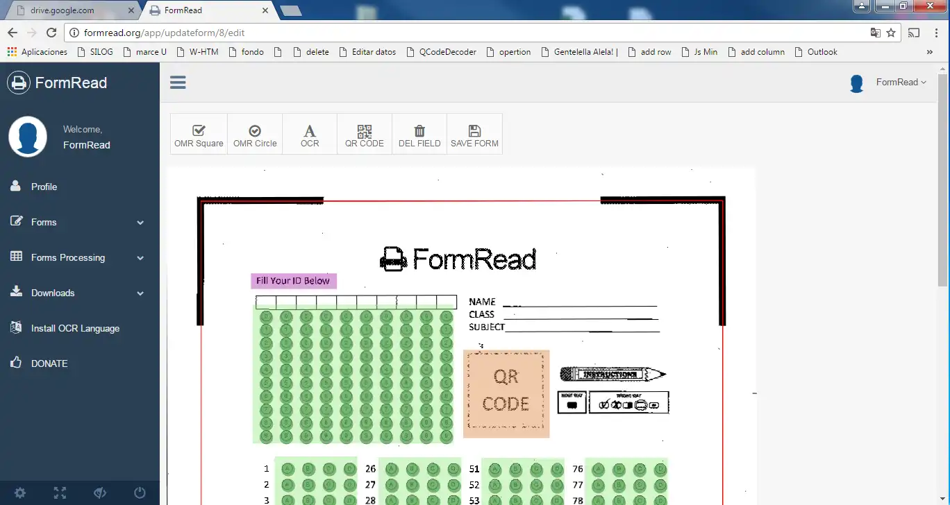 Download web tool or web app FormRead  to run in Windows online over Linux online