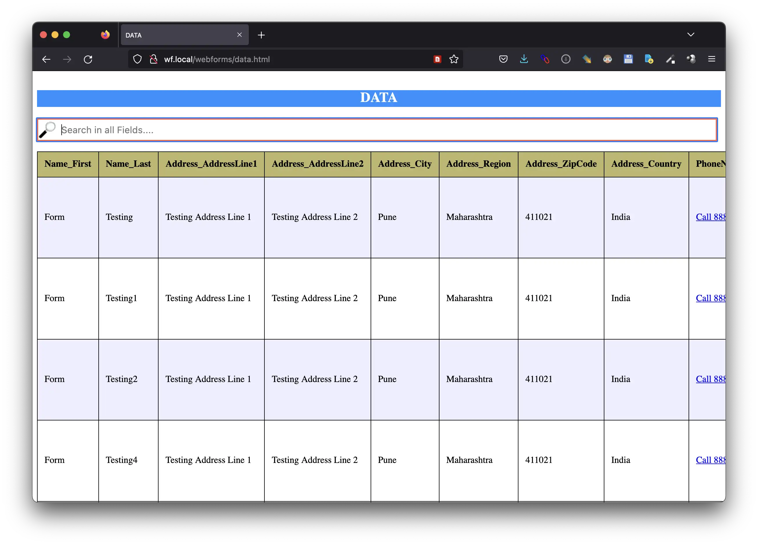 Download web tool or web app forms to html table conversion with php