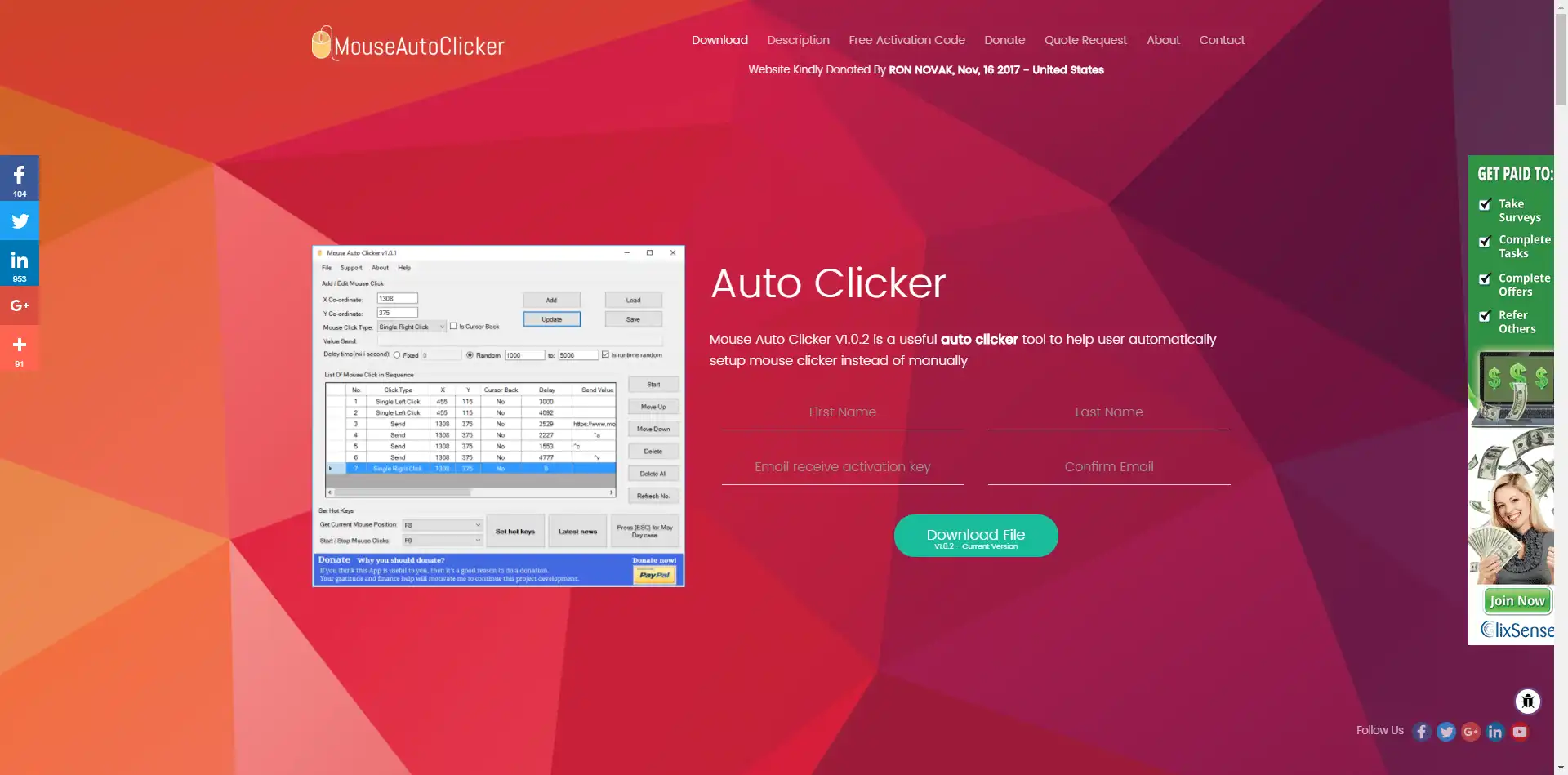 Download web tool or web app Free Auto Clicker