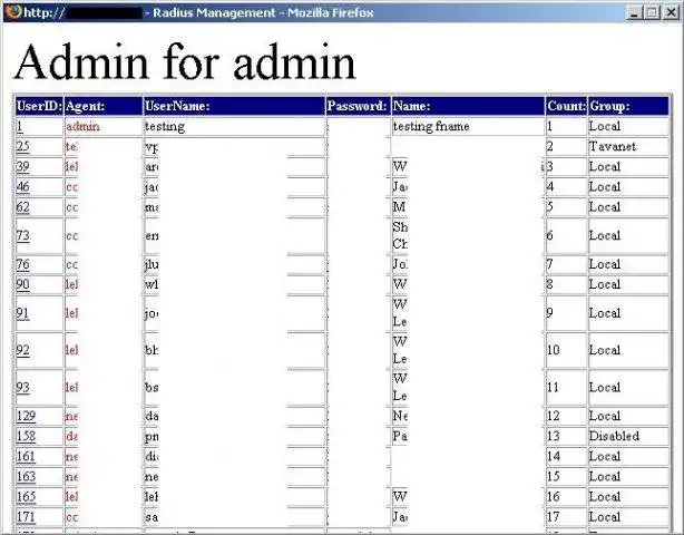 Download web tool or web app Freeradius administration package