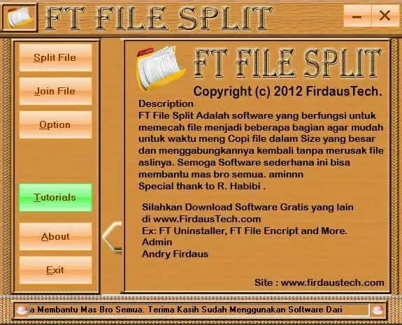 Download web tool or web app FT File Split