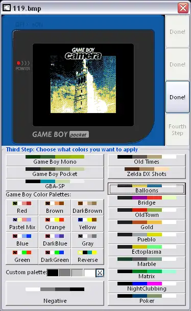 Download web tool or web app Funtoshop for Game Boy Camera