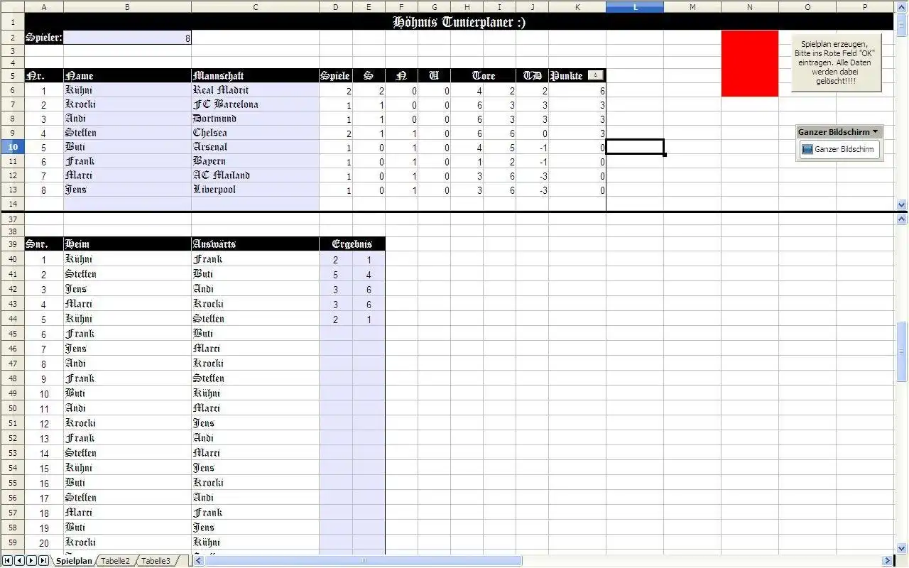 Download web tool or web app fussball turnier planer