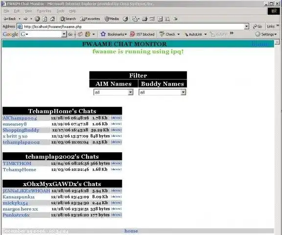 下载网络工具或网络应用程序 FWAAME - FW AIM Monitor