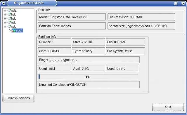 Download web tool or web app Gambas-DiskInfo